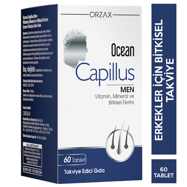 Ocean Capillus Men Vitamin, Mineral ve Bitkisel Ekstre İçeren Takviye Edici Gıda 60 Tablet 2 Orzax Ocean Capillus Men 60 Tablet