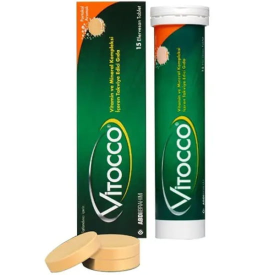 VITOCCO VİTAMİN VE MİNERAL KOMPLEKSİ İÇEREN PORTAKAL AROMALI TAKVİYE EDİCİ GIDA 15 TABLET 2 vitocco 15 efervesan tablet 58965 25 O 1