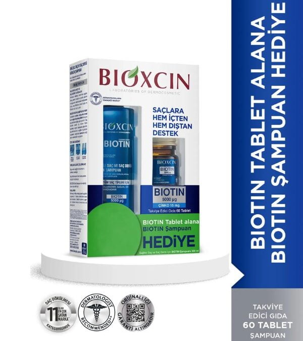 Bioxcin Biotin Şampuan 5.000 mcg & Biotin 60 Tablet