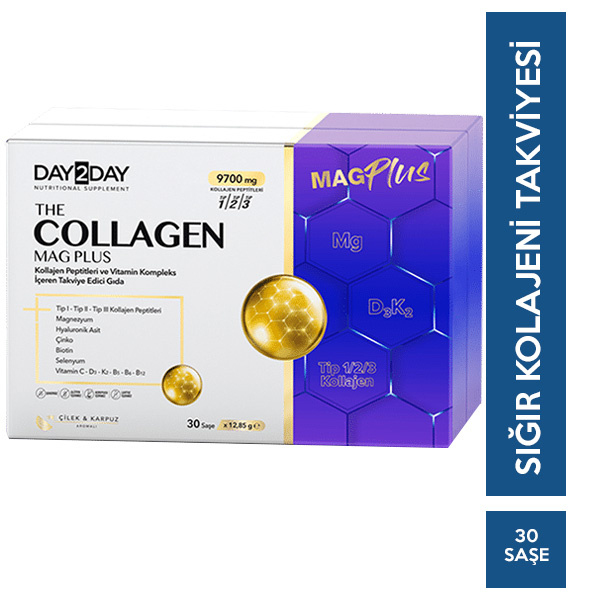 Day2Day The Collagen Mag Plus Takviye Edici Gıda 30 Şase 2 day2day collagen mag plus cilek karpuz aromali 30 sase 62558 27 B