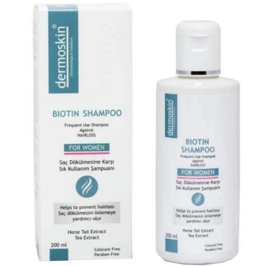 Dermoskin Biotin Shampoo For Women 200 ML Kadınlara Özel Dökülme Önleyici Şampuan 2 dermoskin biotin kadin sampuan 58943 11 O
