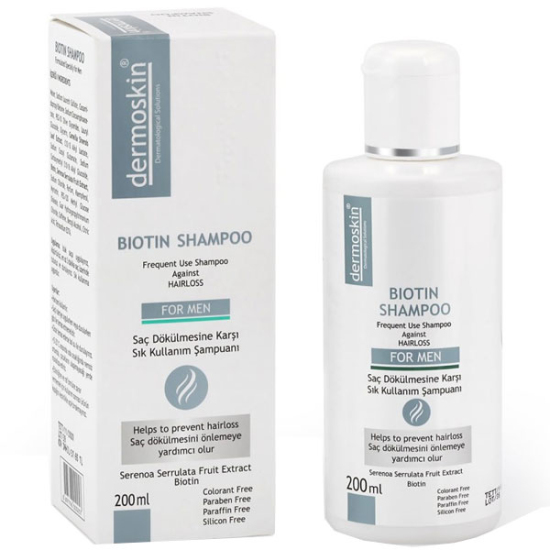 Dermoskin Biotin Shampoo For Men 200 ML Erkeklere Özel Dökülme Önleyici Şampuan 2 dermoskin biotin shampoo for men 200ml erkek 58931 24 O