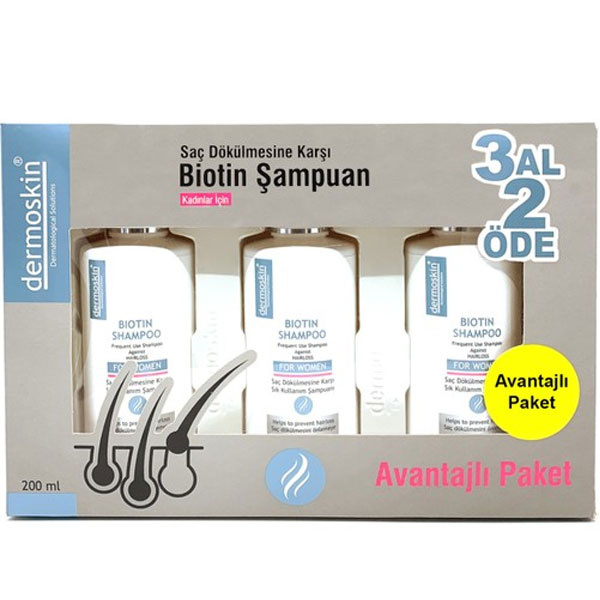 Dermoskin Biotin Erkek Şampuan 3 Al 2 Öde 200 ml 2 dermoskin biotin shampoo for women 200 ml 3 al 2 ode 58844 21 B