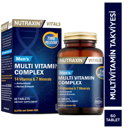 Nutraxin Multivitamin Mineral Complex Erkeklere Özel 60 Tablet 2 nutraxin mens multi vitamin complex 60 tablets 63596 22 O