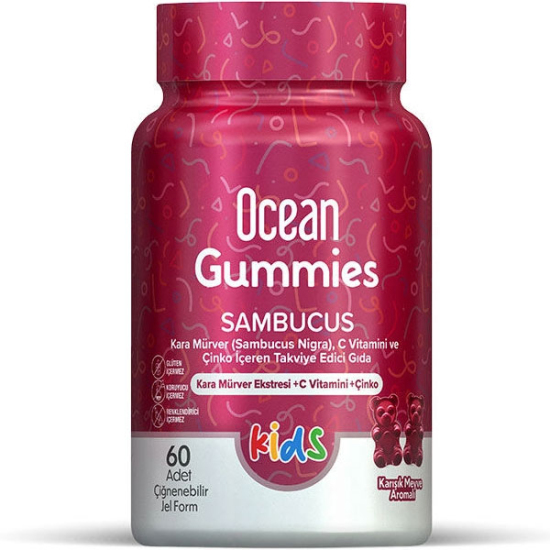 Orzax Ocean Gummies Sambucus Kids Takviye Edici Gıda 60 Adet 2 Çocuklar İçin Vitamin