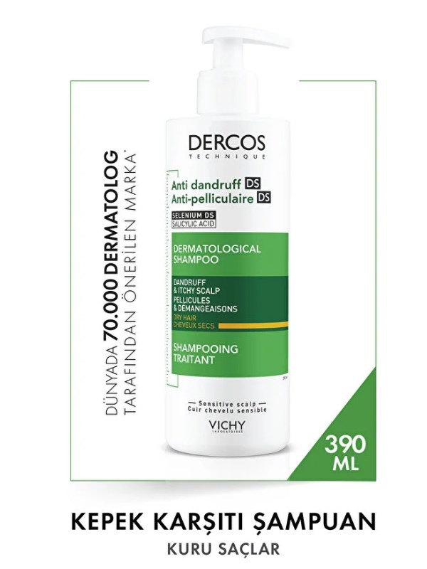 Vichy Dercos Kepek Karşıtı Şampuan 390ml - Kuru Saçlar