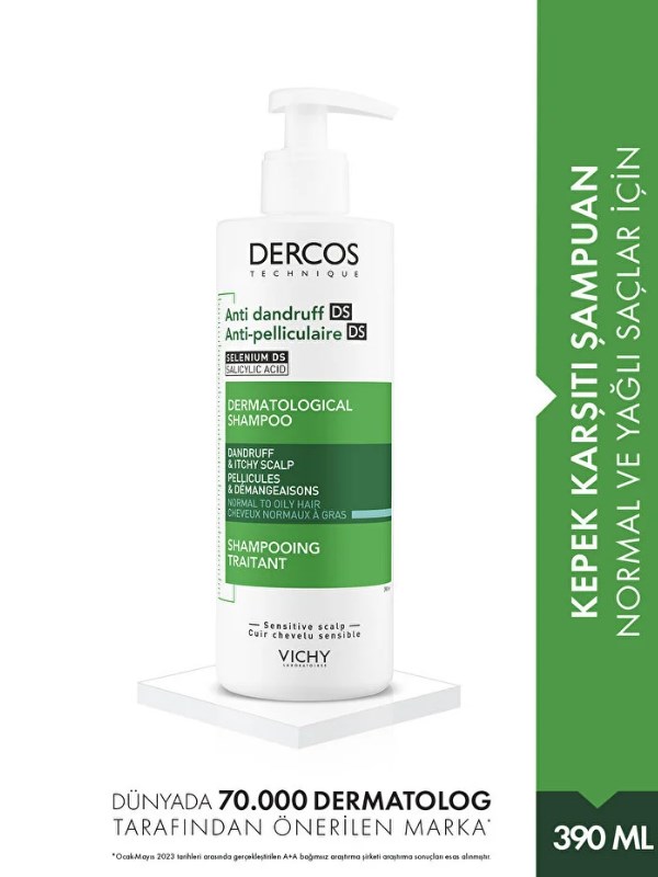 Vichy Dercos Anti-Dandruff Kepek Karşıtı Şampuan Normal & Yağlı Saçlar için 390 ml