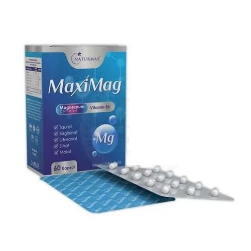 Naturmax Maxımag Magnezyum Complex 60 Kapsül 2 Naturmax Maximag Magnezyum Complex ve Vitamin B6 Takviye Edici Gıda – 60 Tablet
